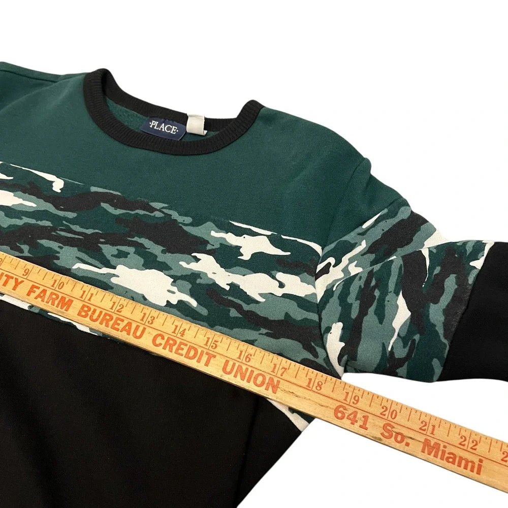 The Childrens Place Green Camo‎ Long Sleeve Crewneck Sweatshirt Size 14 XL Boys